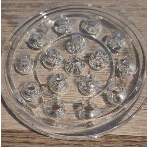 2 Vintage Clear Glass Flower Frog 15 Hole Round Floral Arrangement Tool 3.5 Inch